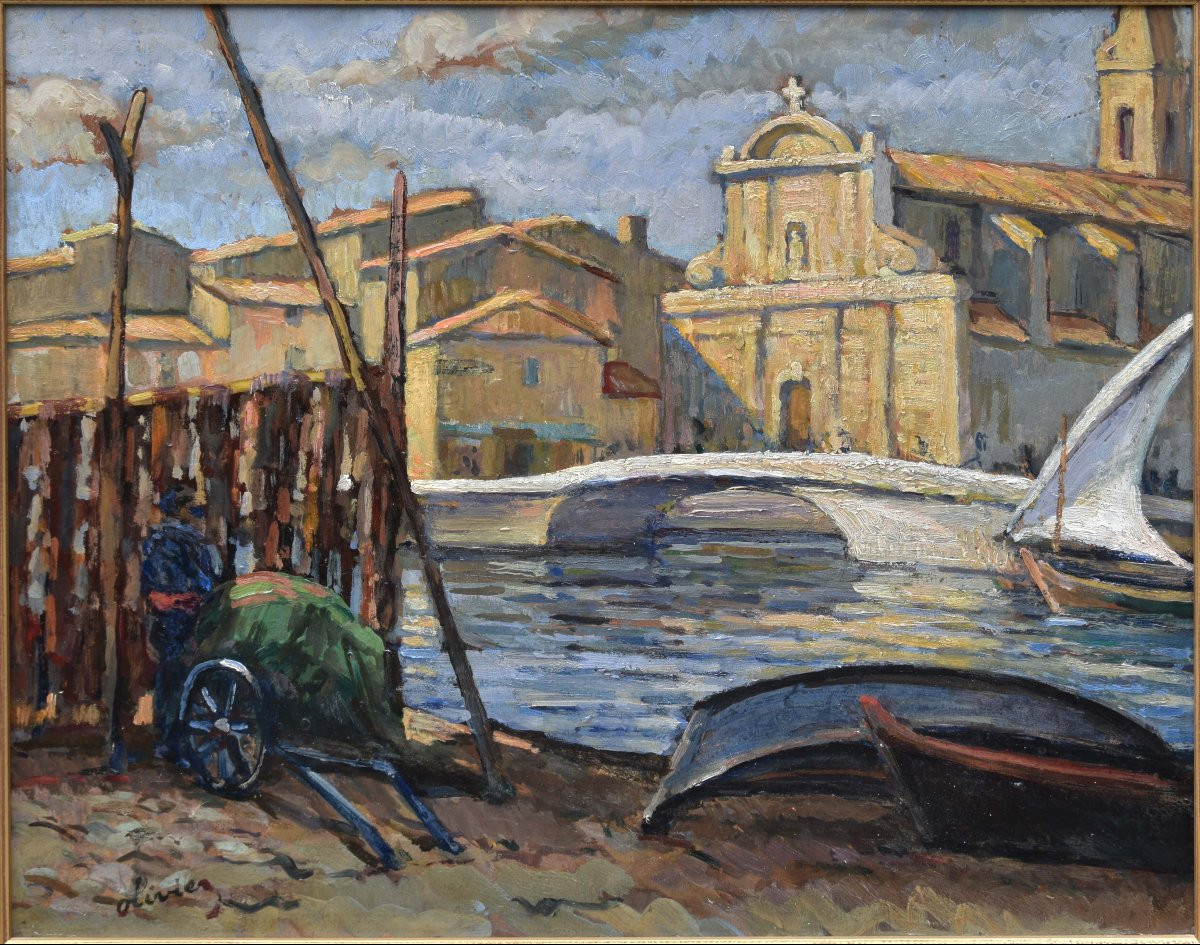 Ferdinand Olivier "martigues" Oil On Cardboard 38x46-photo-4